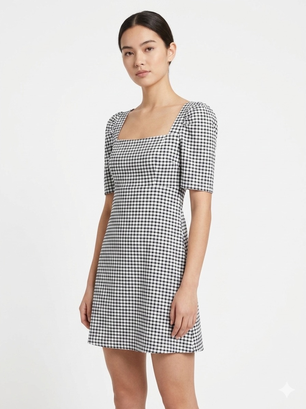 Zara Black and White Checkered Mini Dress - Size Medium